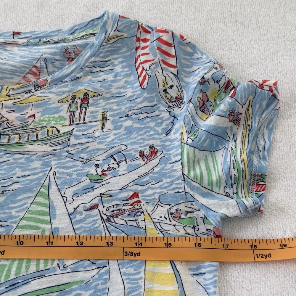 Lilly‎ Pulitzer Top T Shirt Sz XS Preppy Sailboat Coastal Cotton Casual Nautical - Picture 7 of 10